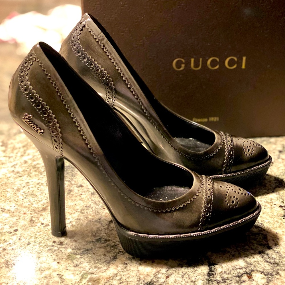 Gucci Grey Platform Heels